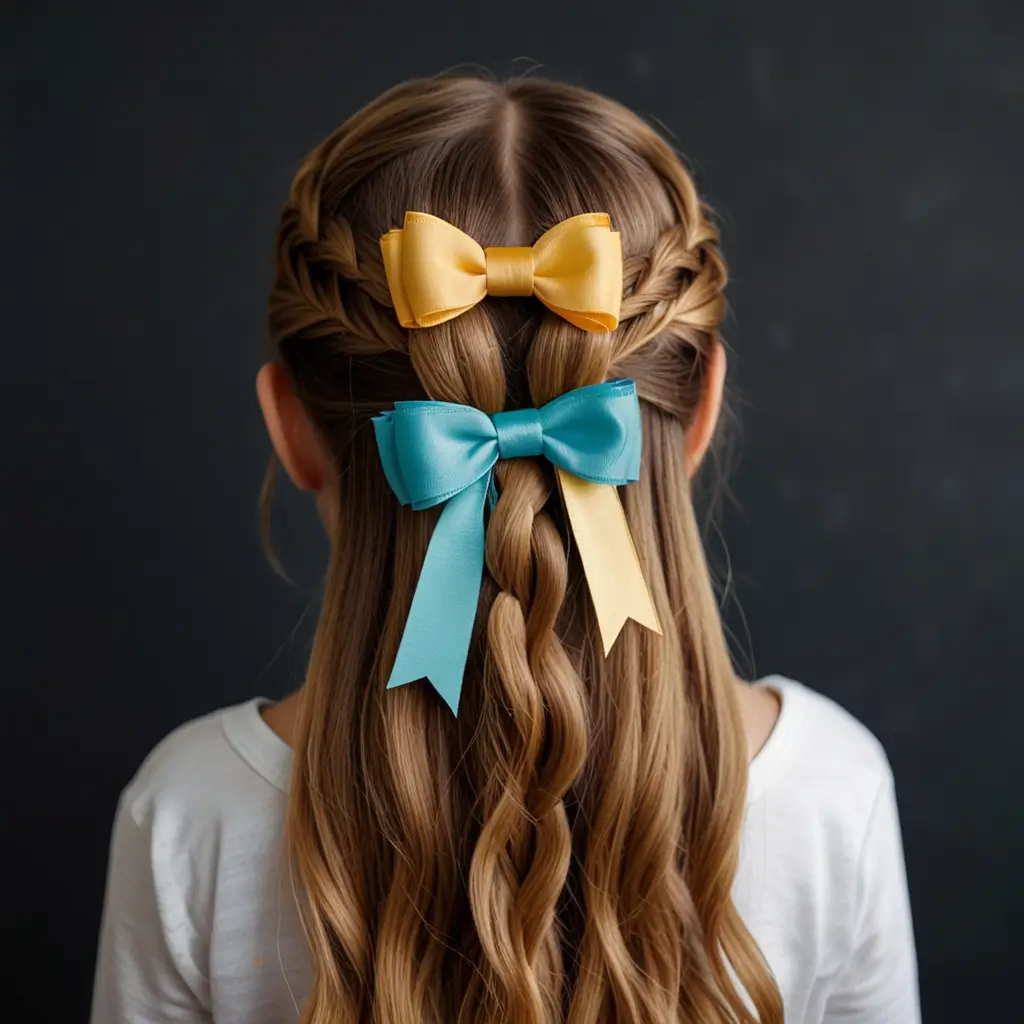 Twisted Pigtails with Ribbons