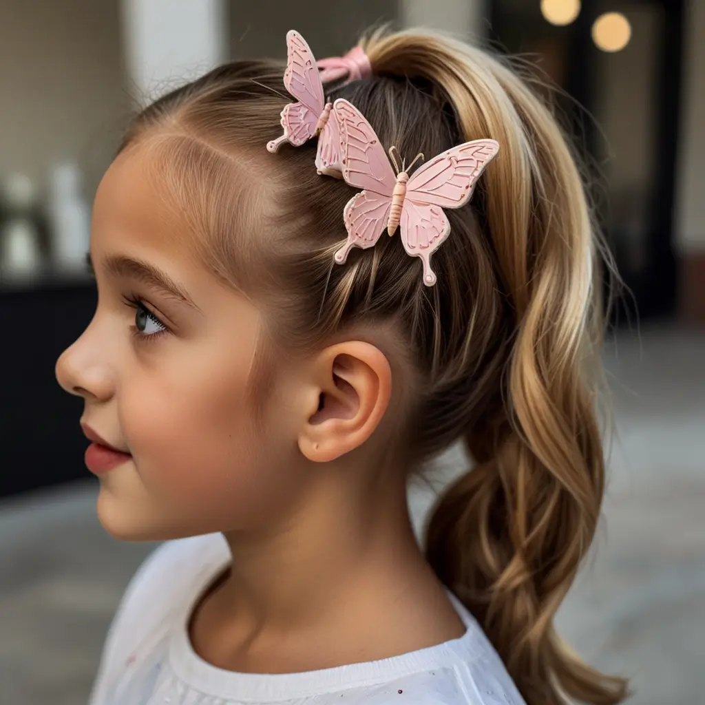 Twisted Ponytail with Butterfly Clips