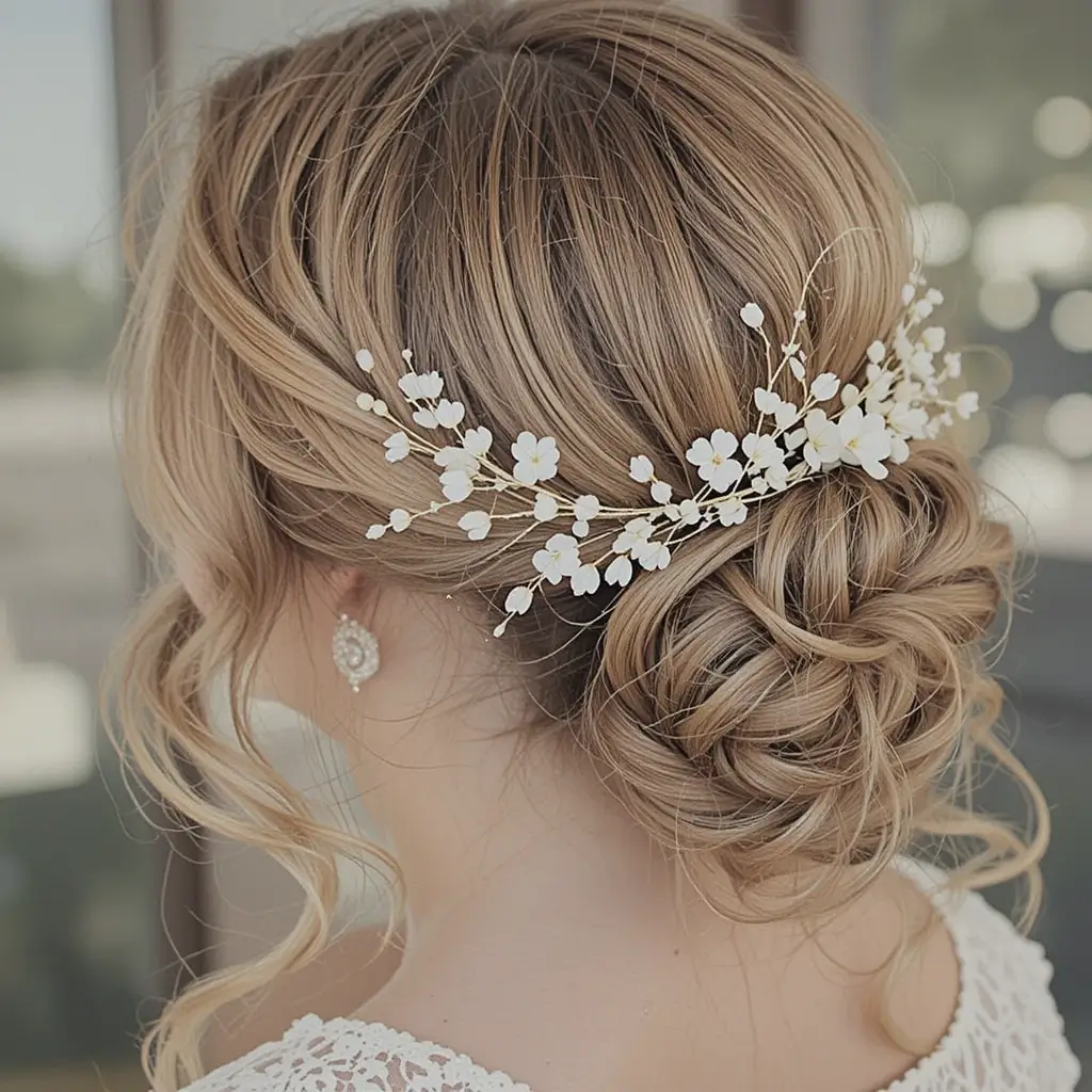 Twisted Side Bun with Hair Vine