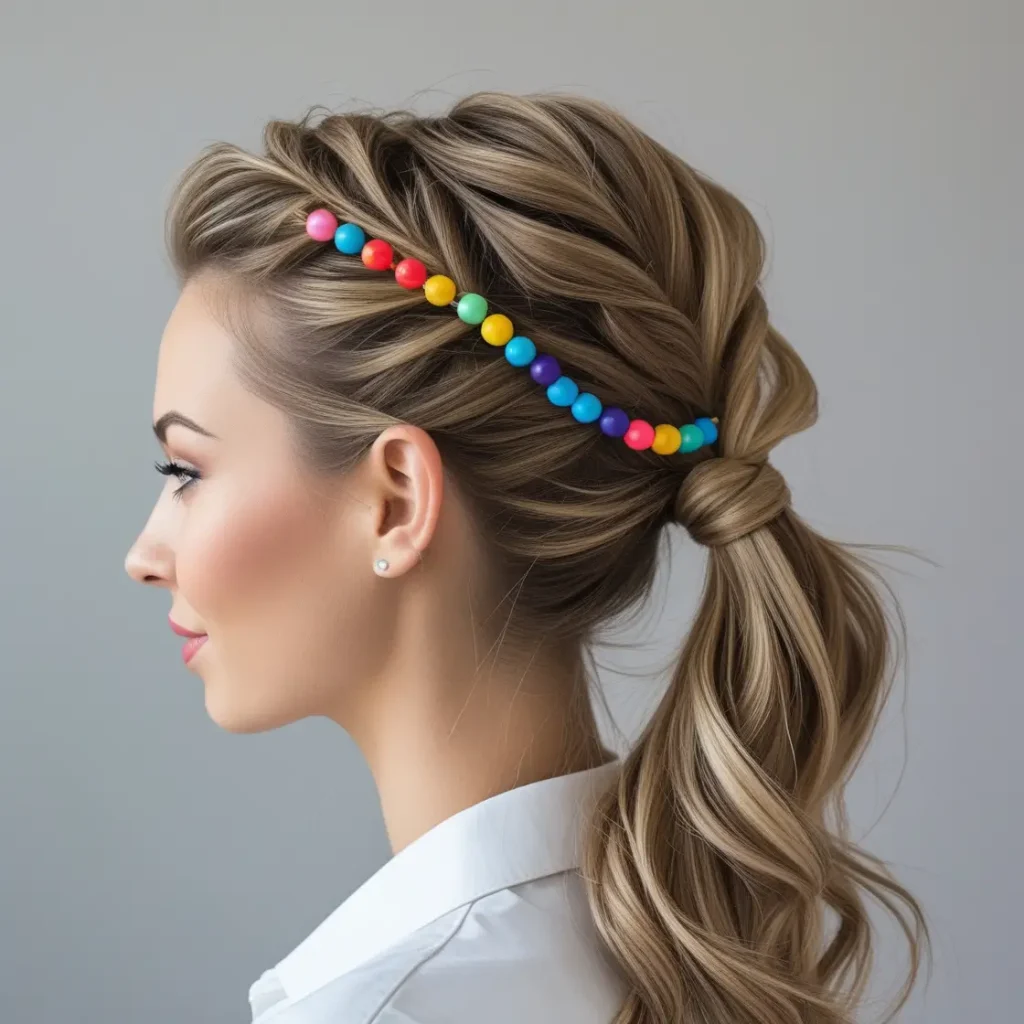 Twisted Side Ponytail with Beads