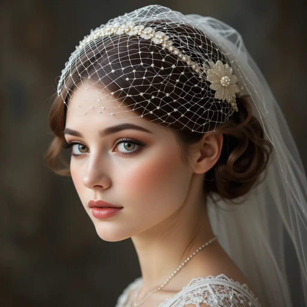 Vintage Finger Waves with Veil