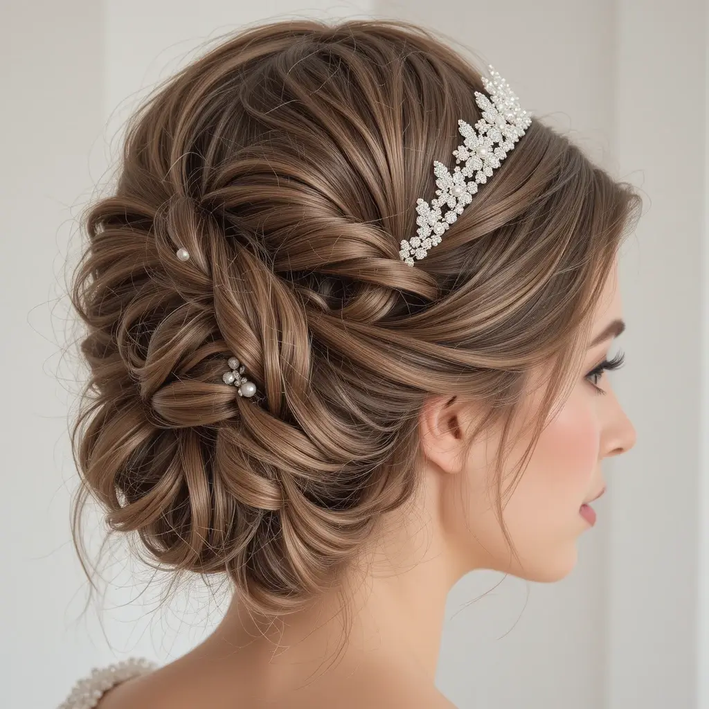 Voluminous Crown Braid Updo