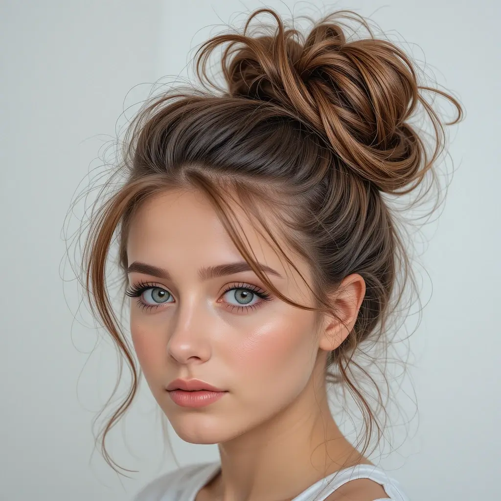 Voluminous Messy Bun with Teased Crown