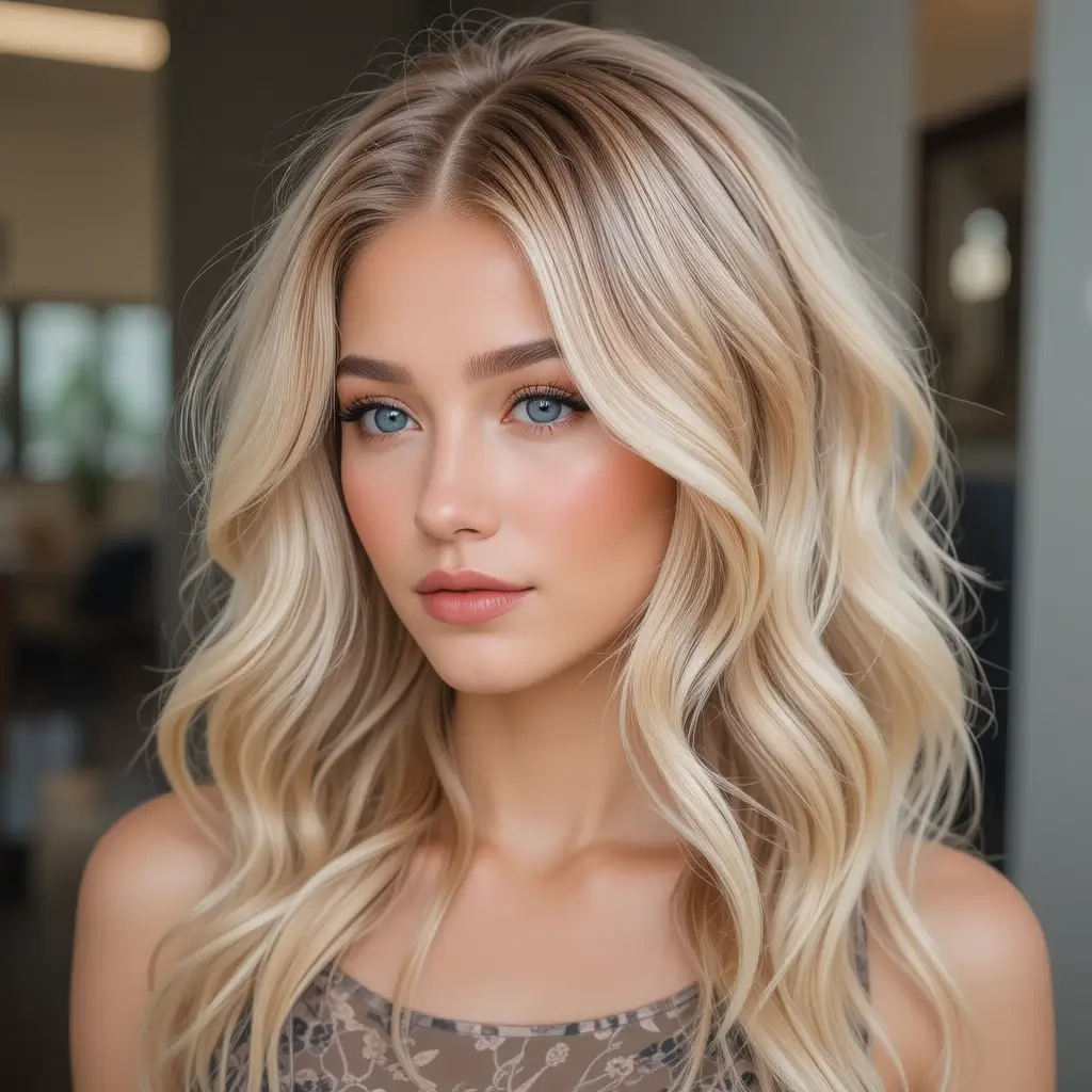 Warm Beige Money Piece on Sandy Blonde Hair