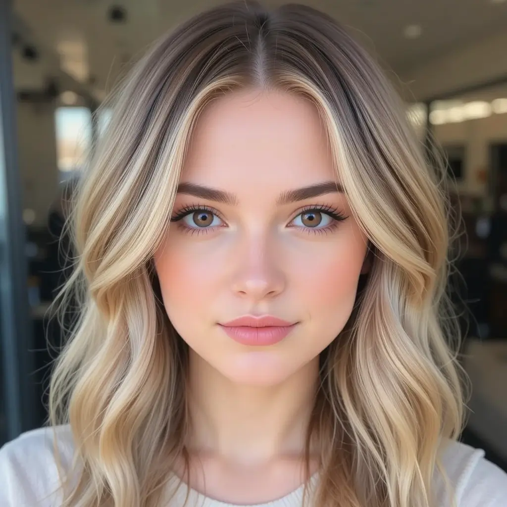 Warm Blonde with Chestnut Brown Lowlights