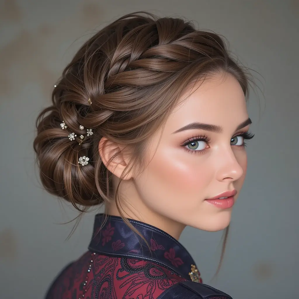Waterfall Braid into a Bun