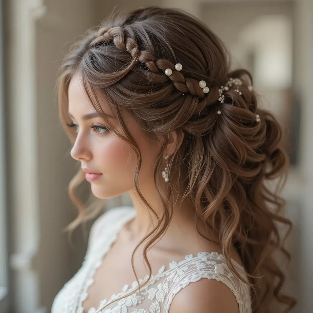Waterfall Braid with Curls