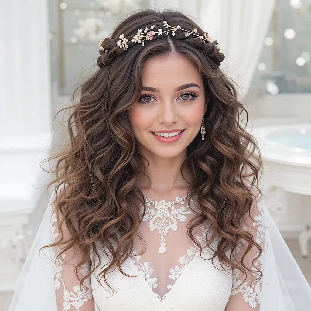 Waterfall Braid with Curly Ends