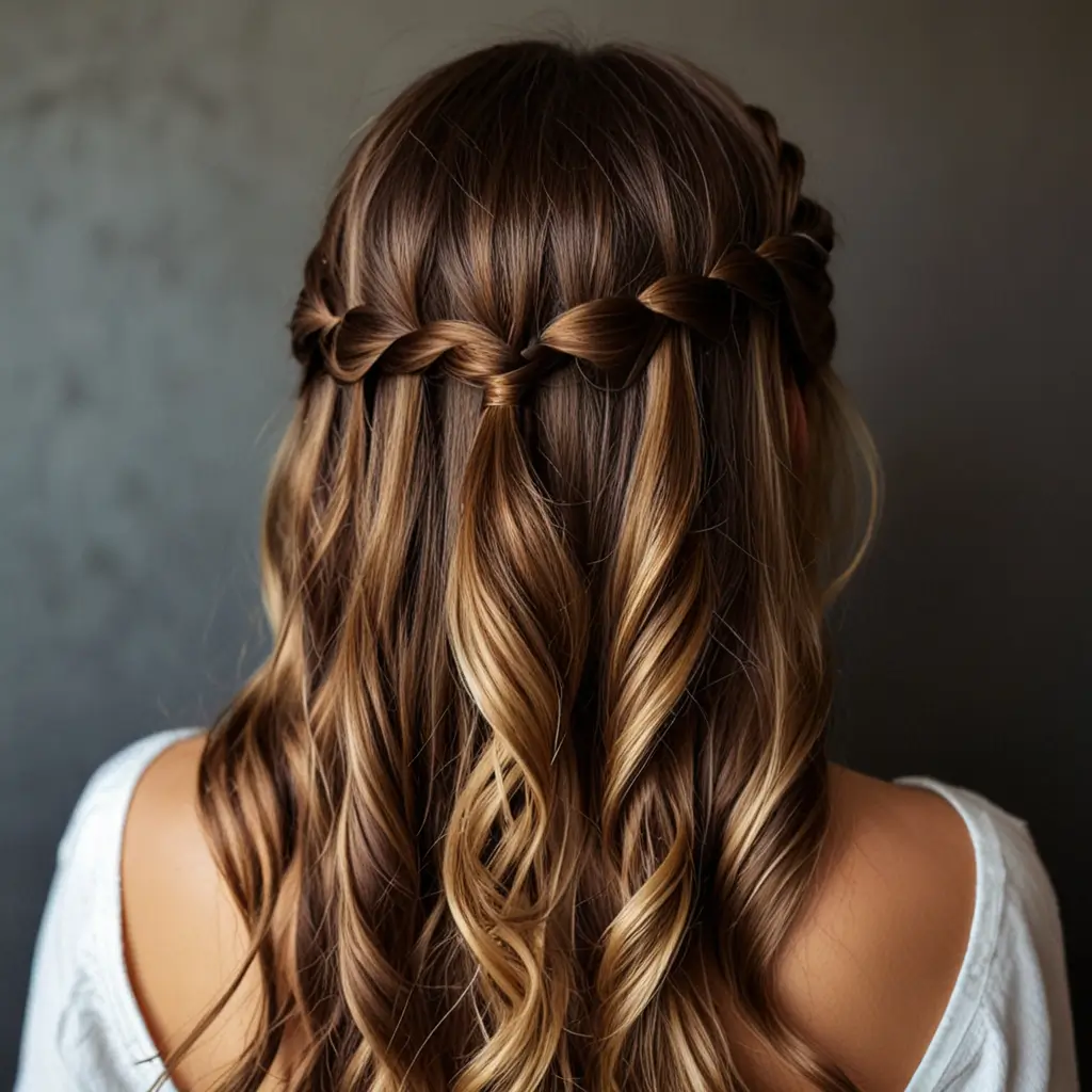 Waterfall Braid with Loose Waves