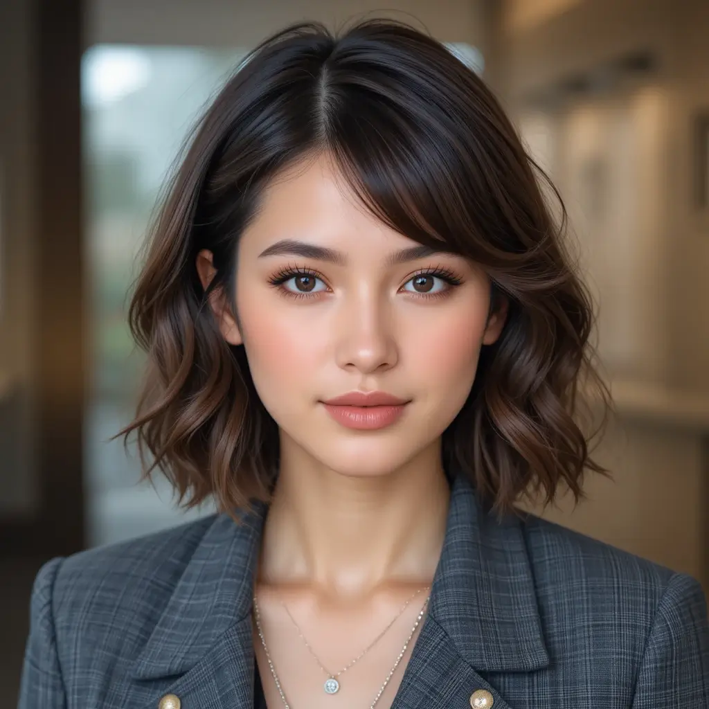Wavy Bob with Side Bangs