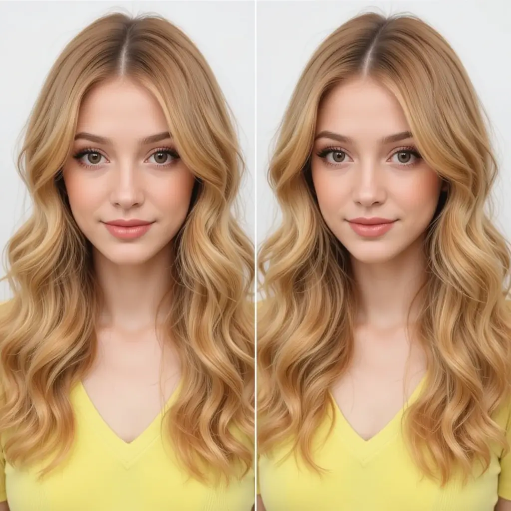 Wavy Honey Blonde Lob with Middle Part