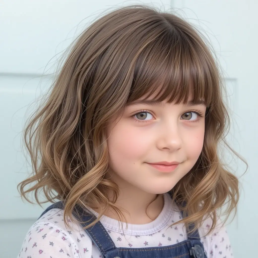 Wavy Lob with Side Bangs