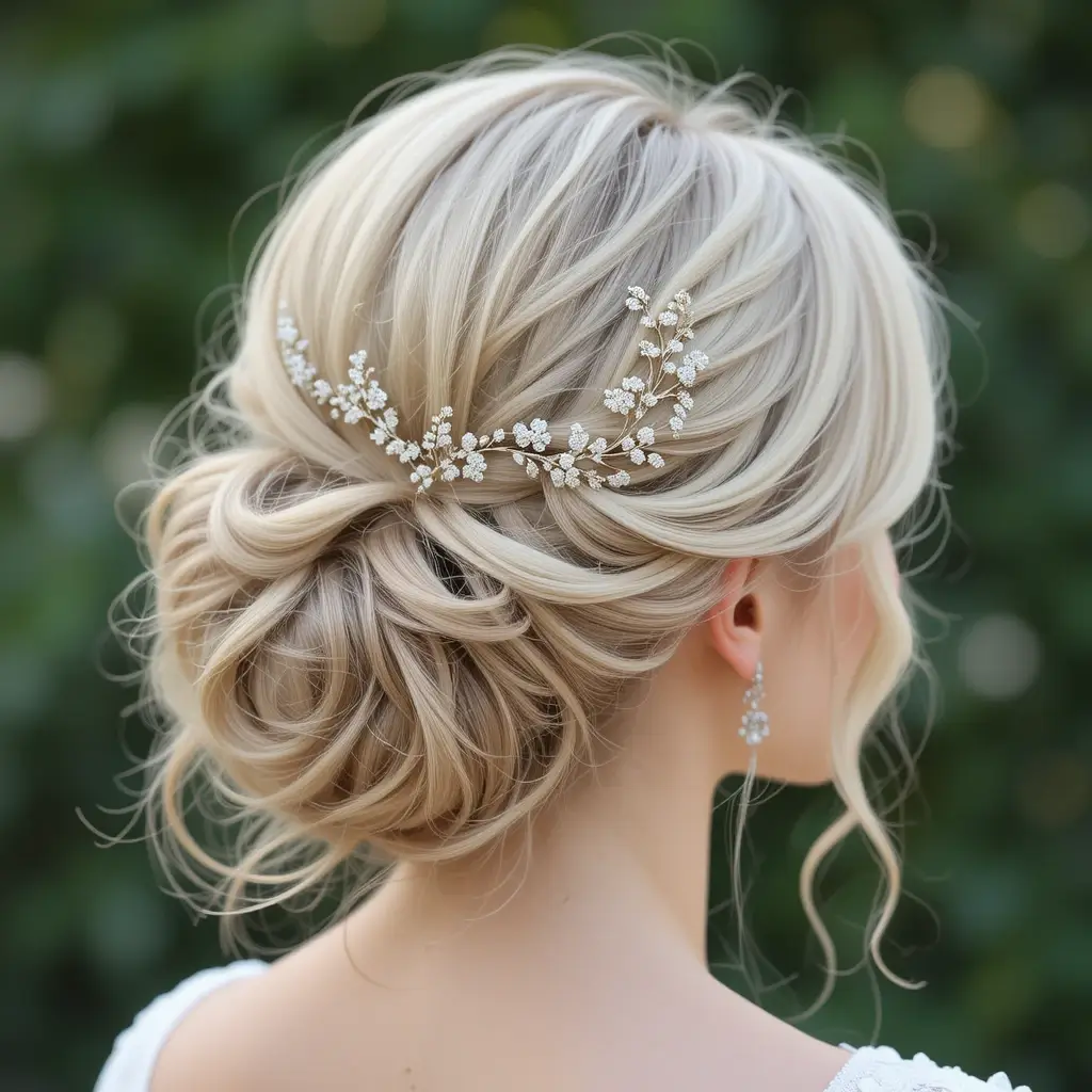 Wavy Updo with Hair Vine