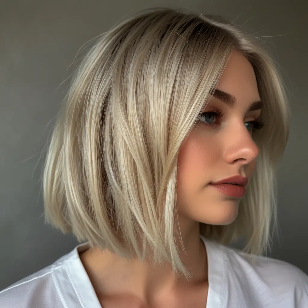 White Ash Blonde Blunt Cut