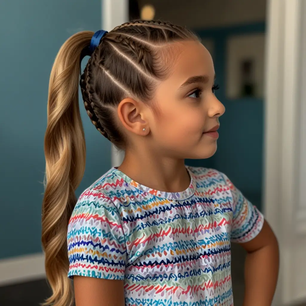 Zig-Zag Parted Ponytail