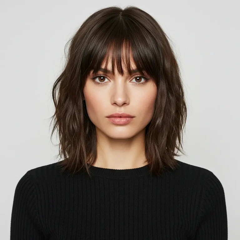 medium length hairstyles with bangs