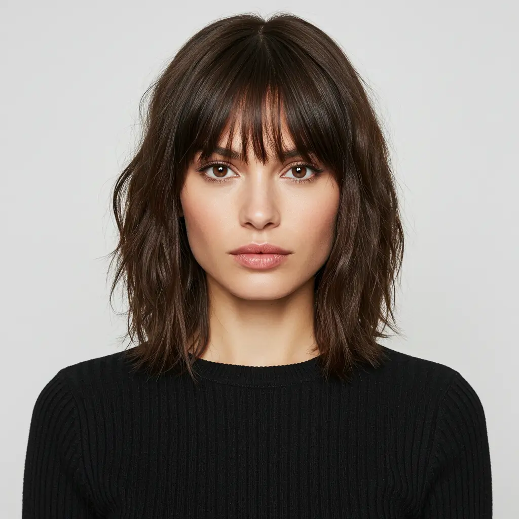 medium length hairstyles with bangs