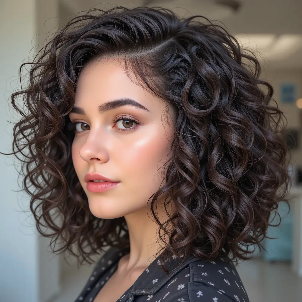 Angled Curly Lob