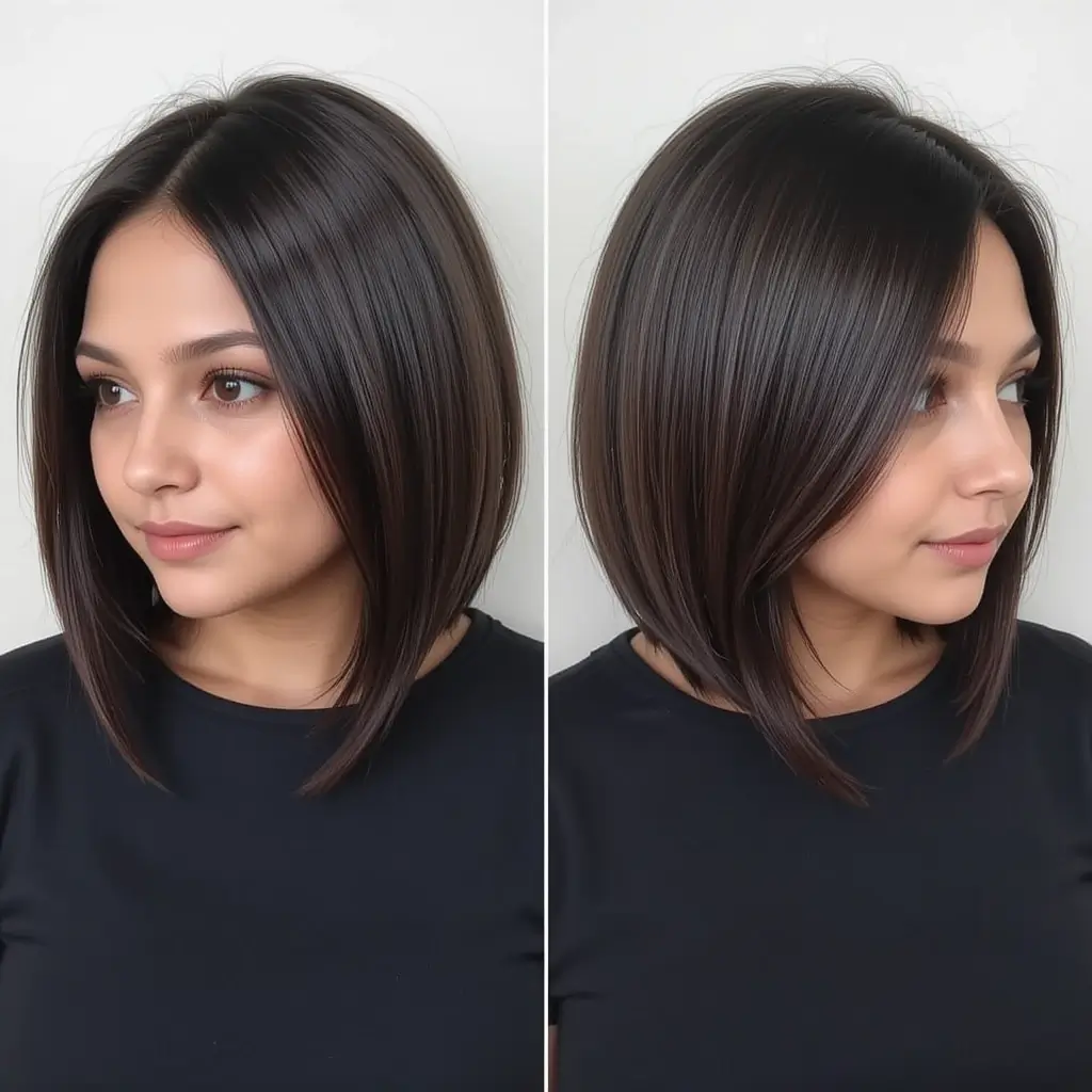 Angled Medium Bob with Side Sweep