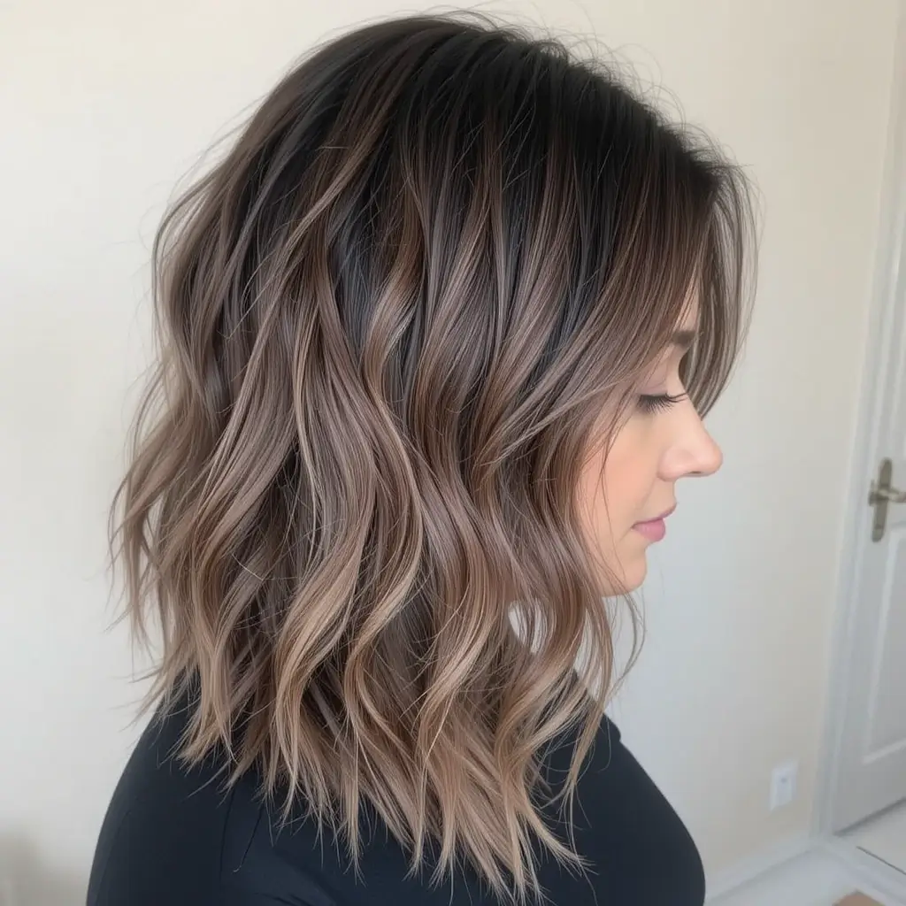 Ash Brown Balayage on Natural Black Hair