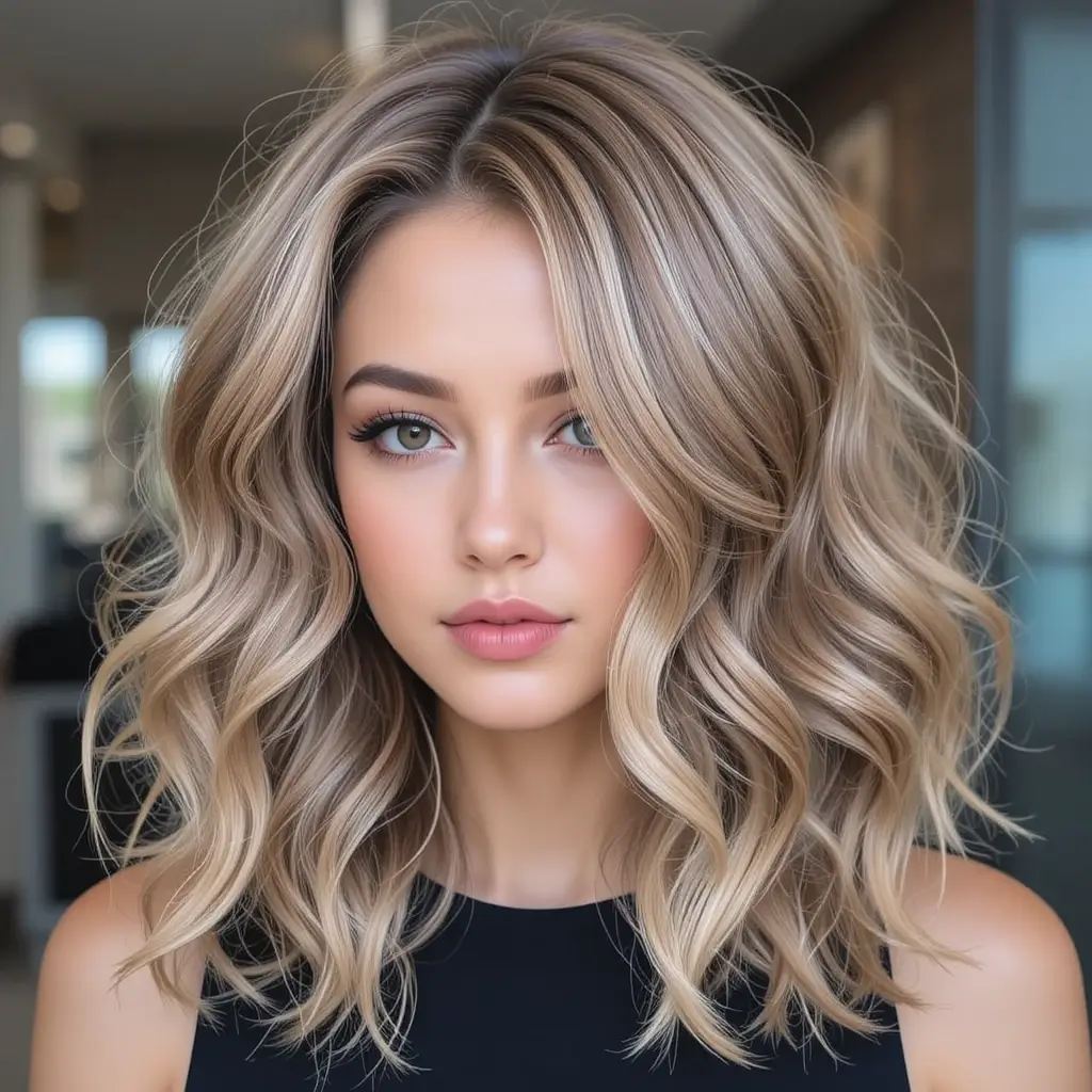 Ashy Light Brown Soft Curls with Blonde Babylights
