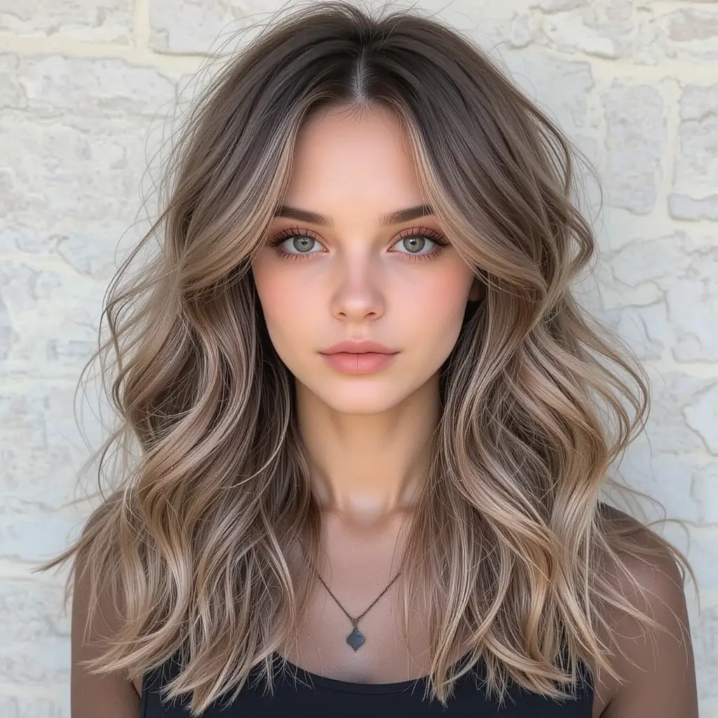 Ashy Light Brown Soft Waves with Face-Framing Layers