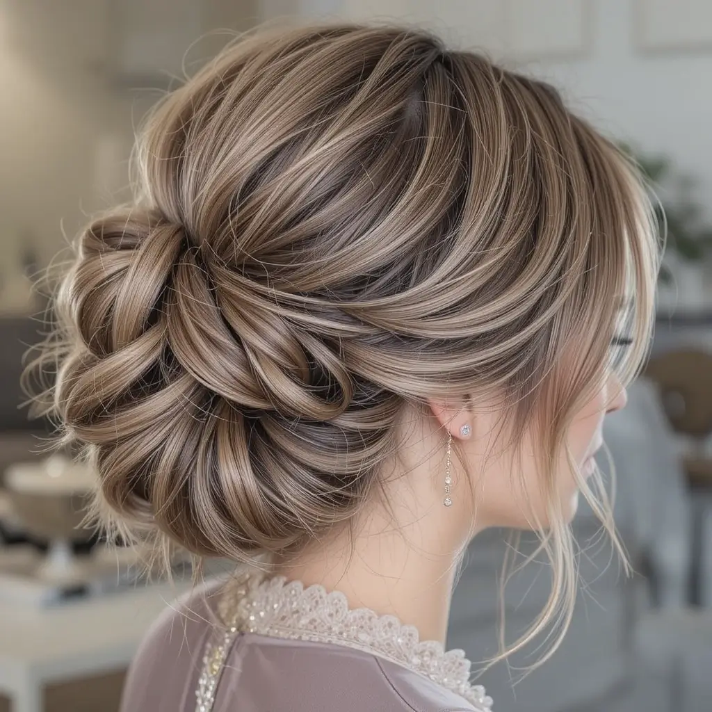 Ashy Light Brown Twisted Updo
