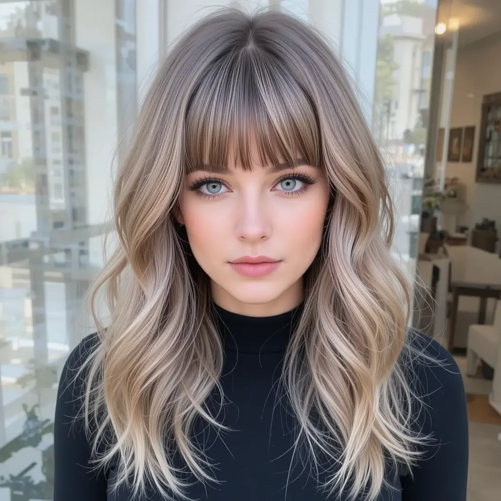 Ashy Light Brown with Soft Curtain Bangs