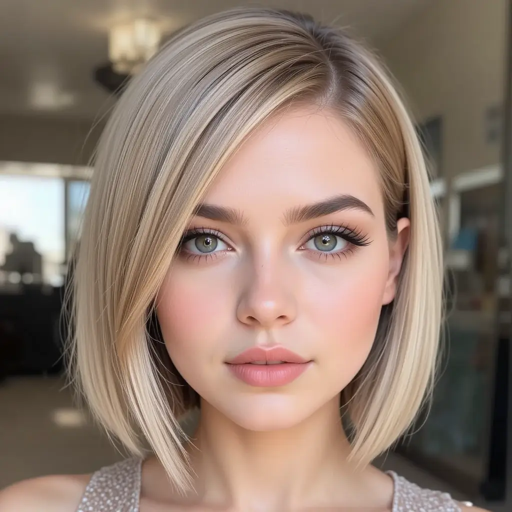 Blunt Lob with Side Part