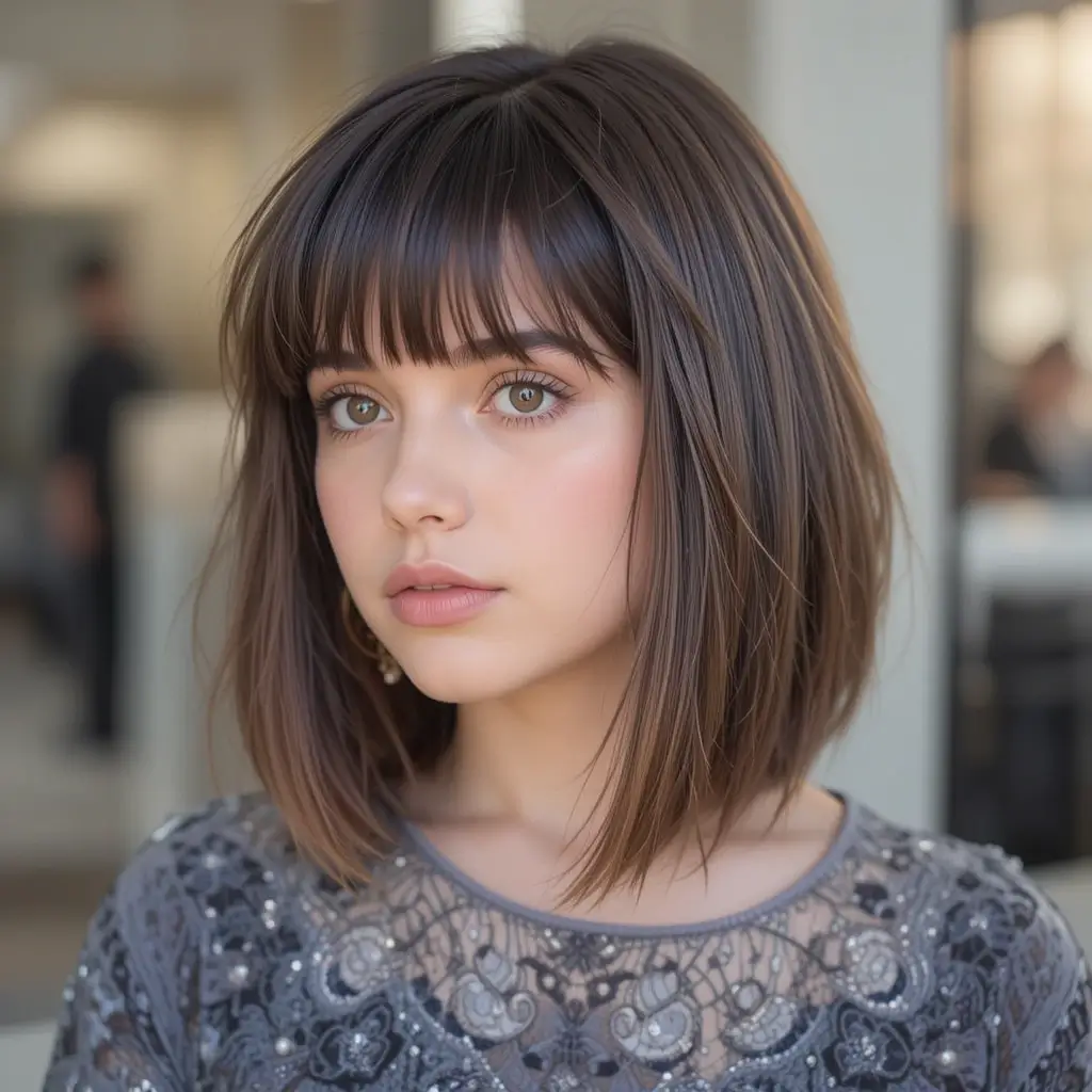 Blunt Medium Cut with Wispy Bangs
