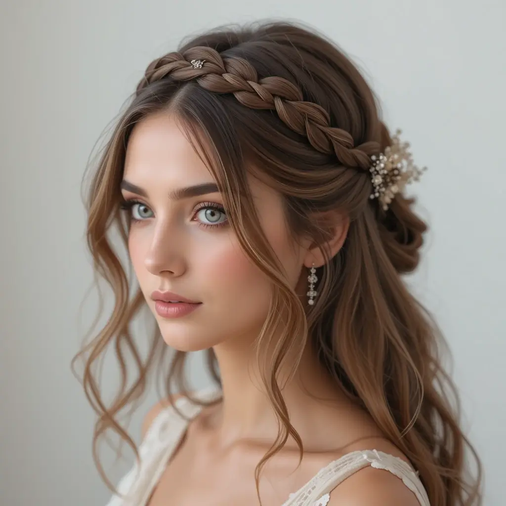 Braided Crown with Loose Ends