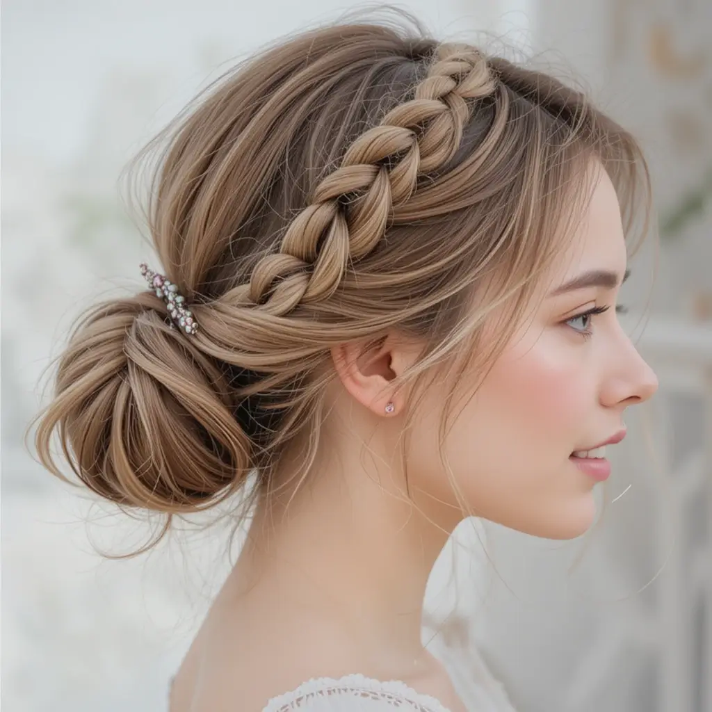 . Braided Halo with Bun