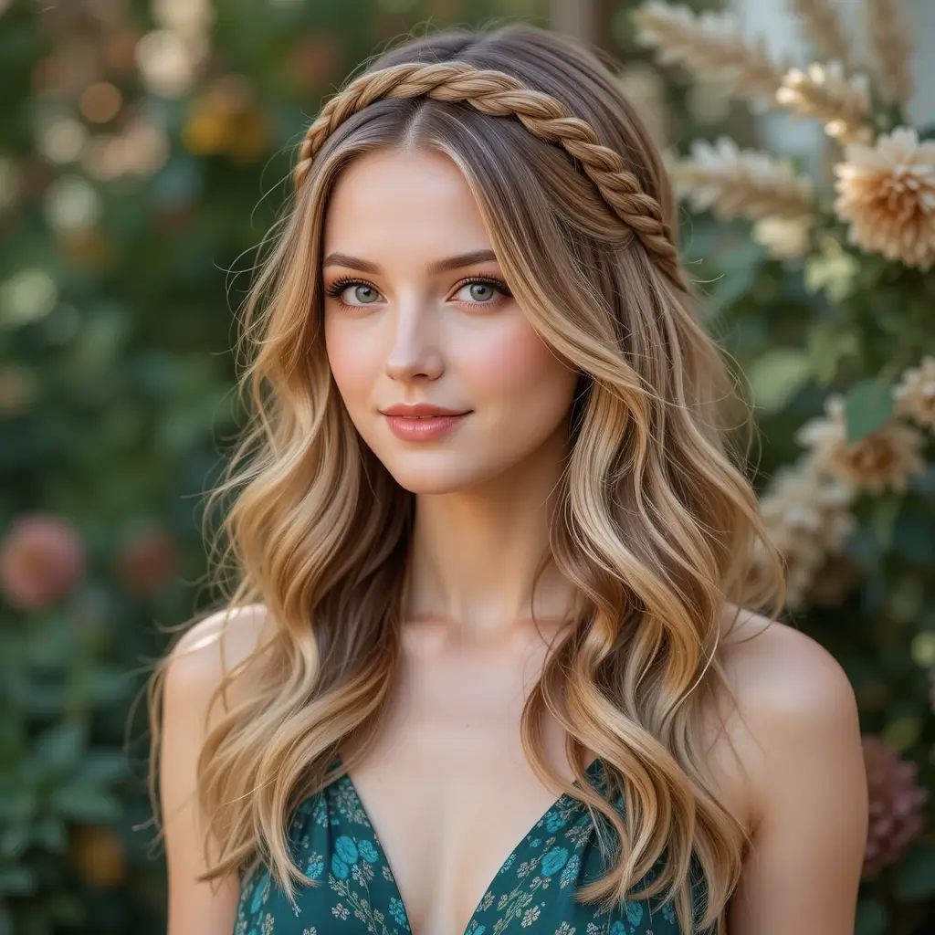Braided Headband with Loose Hair