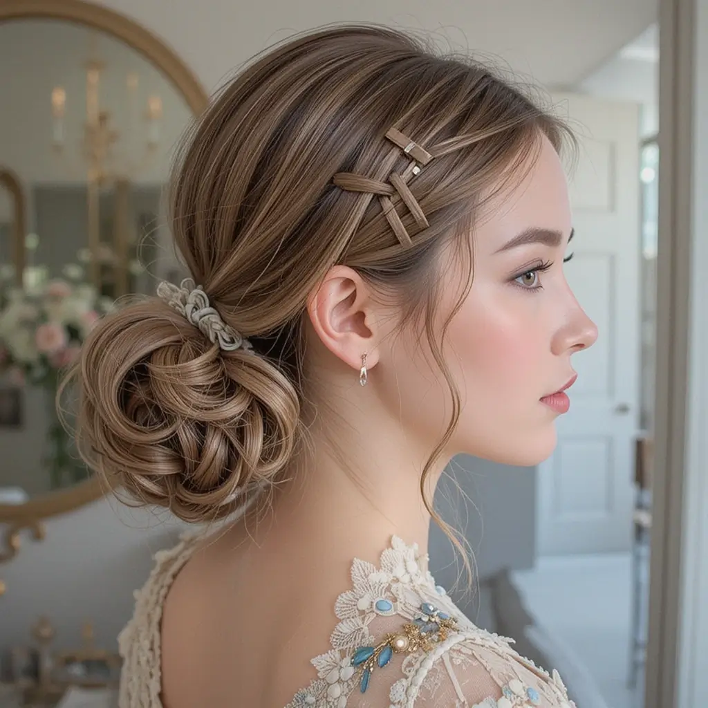  Bubble Ponytail with Middle Part