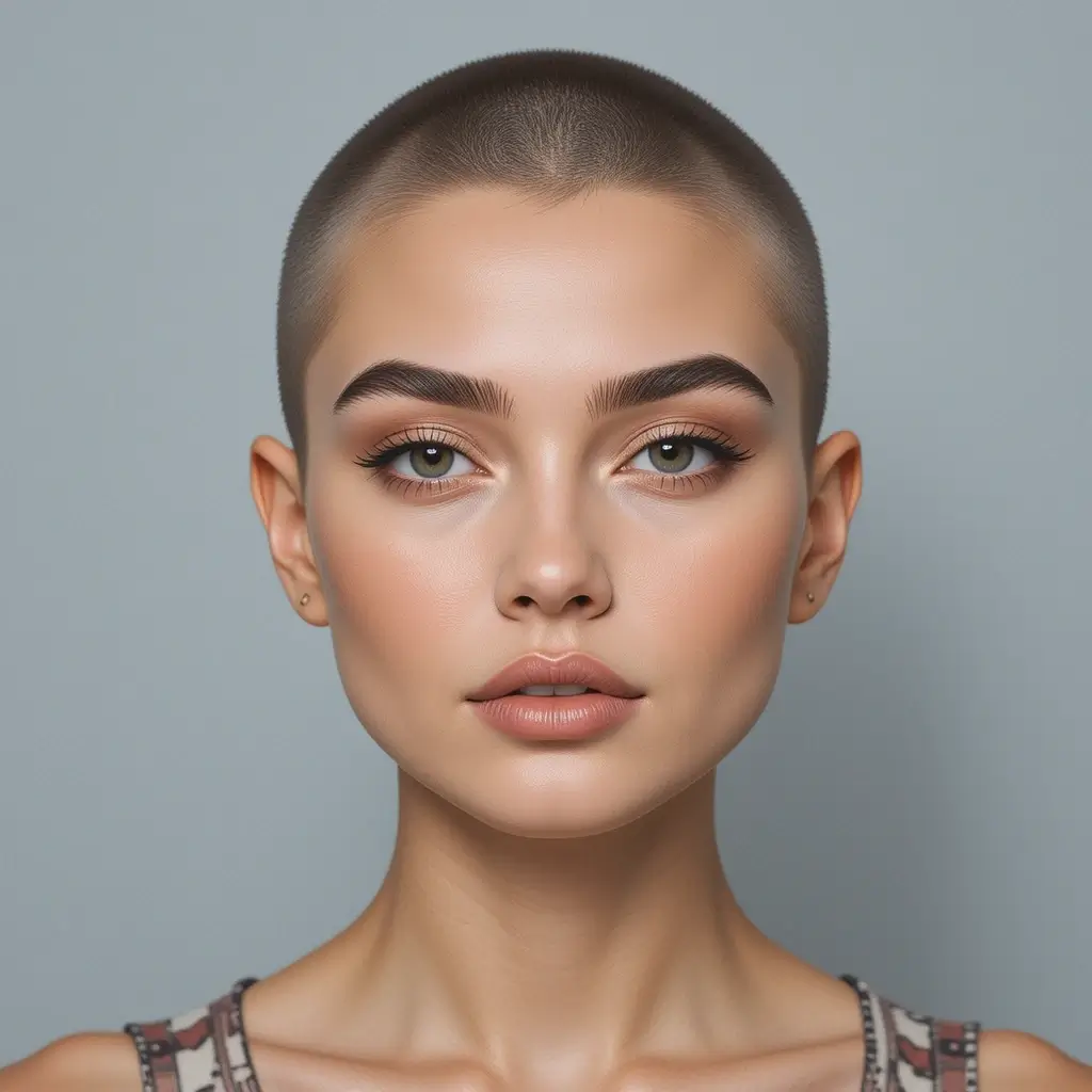 Buzz Cut with Defined Eyebrows