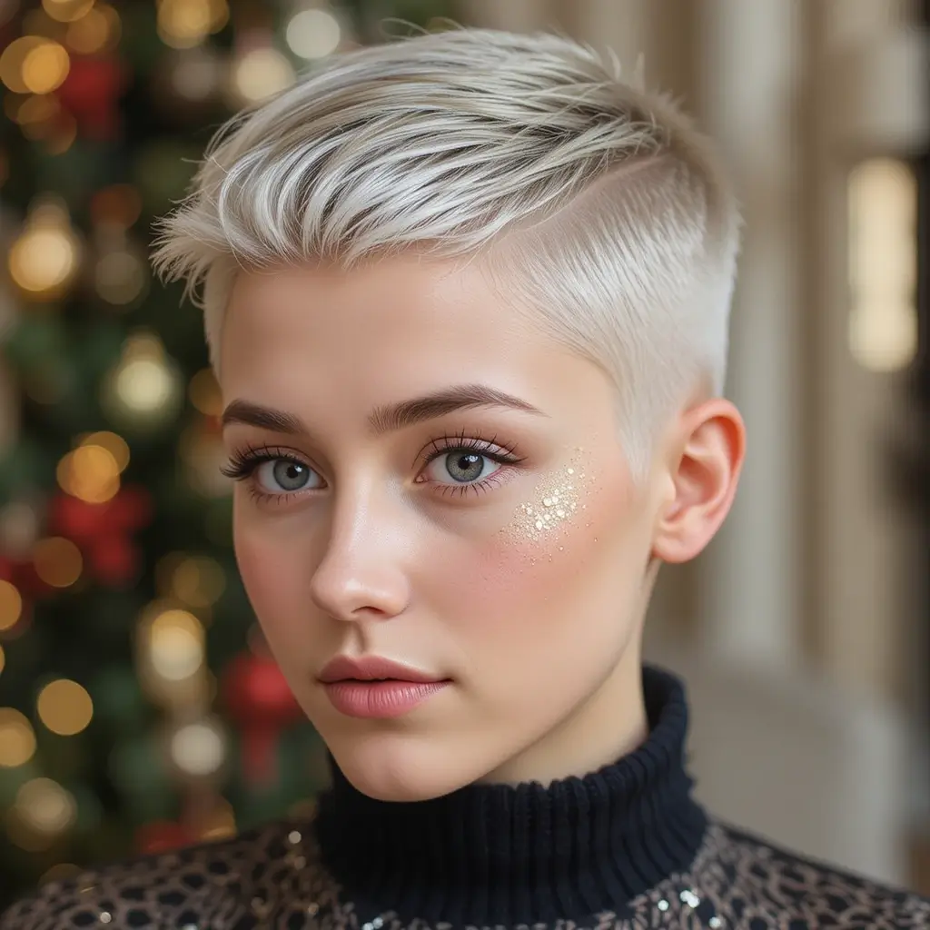 Buzz Cut with Glitter Roots