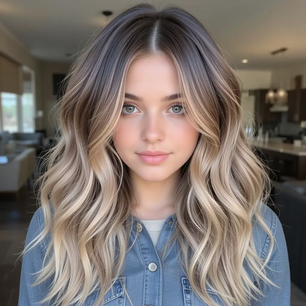 Caramel-Toned Ash Brown Hair with Loose Waves