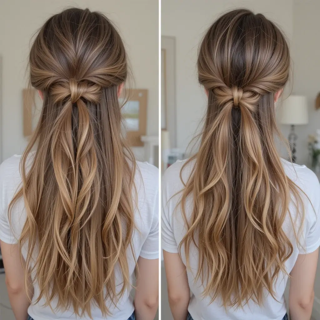 Center Knot Half-Up Style