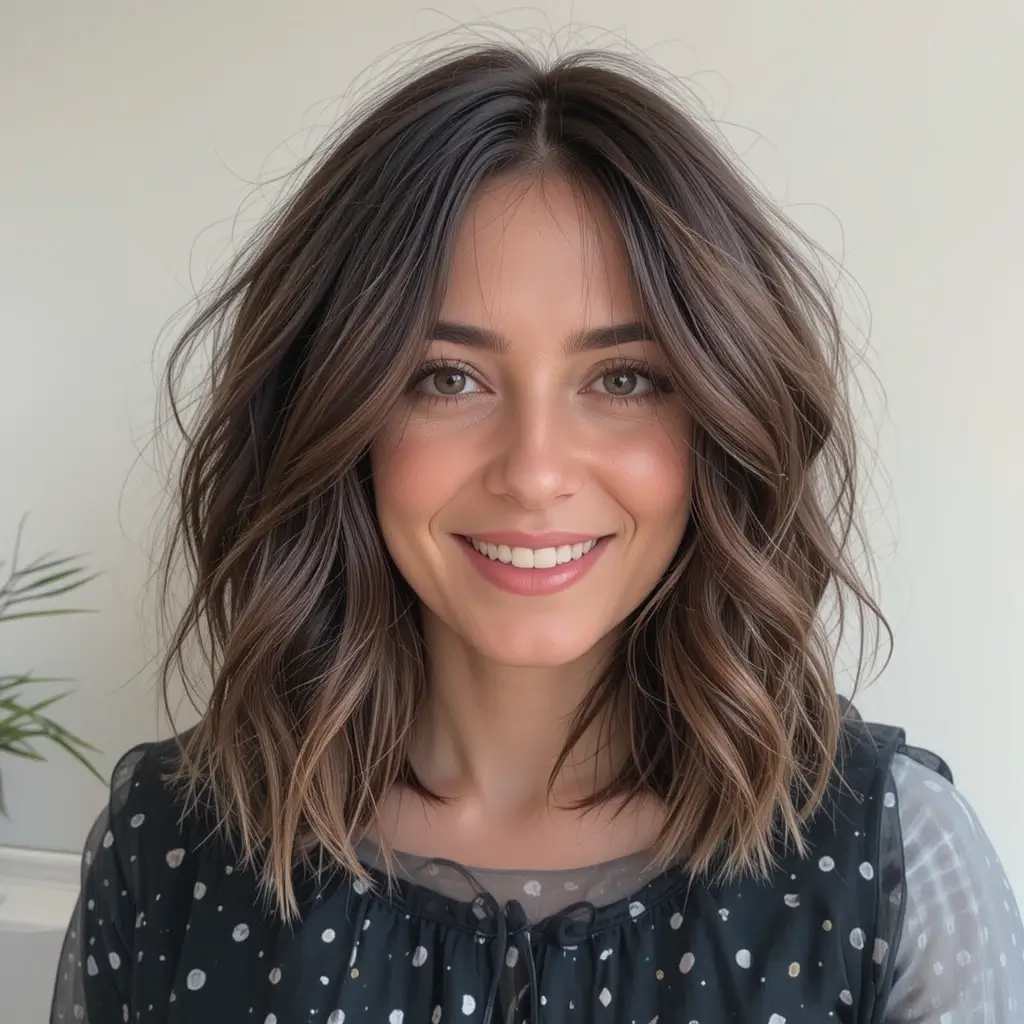 Center-Parted Lob with Natural Texture