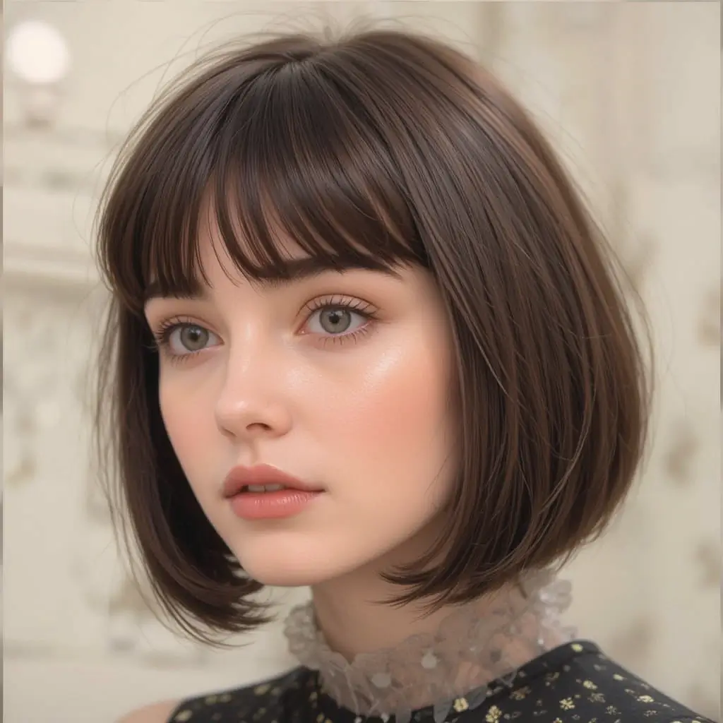 Chin-Length Cut with Rounded Bangs