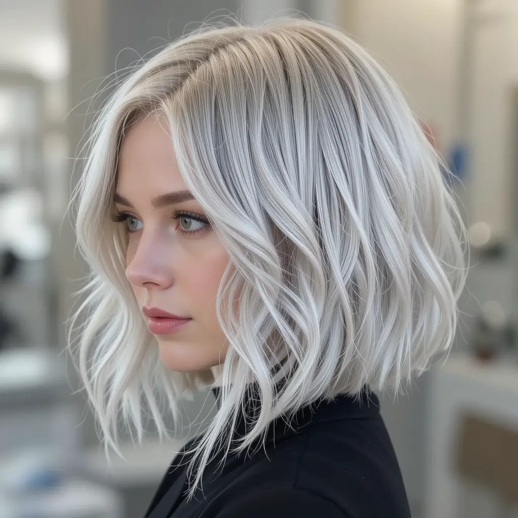 Chin-Length Lob with Icy Tones