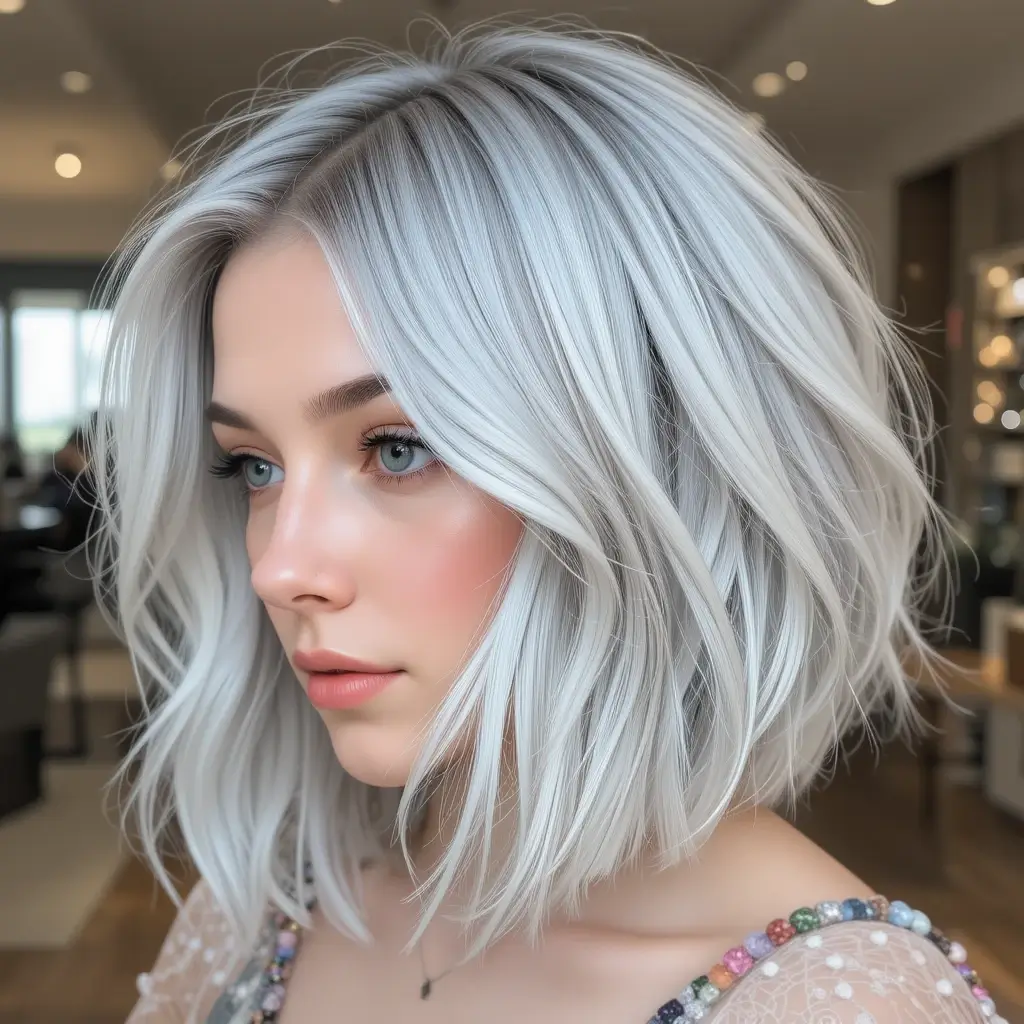 Chin-Length Lob with Icy Tones