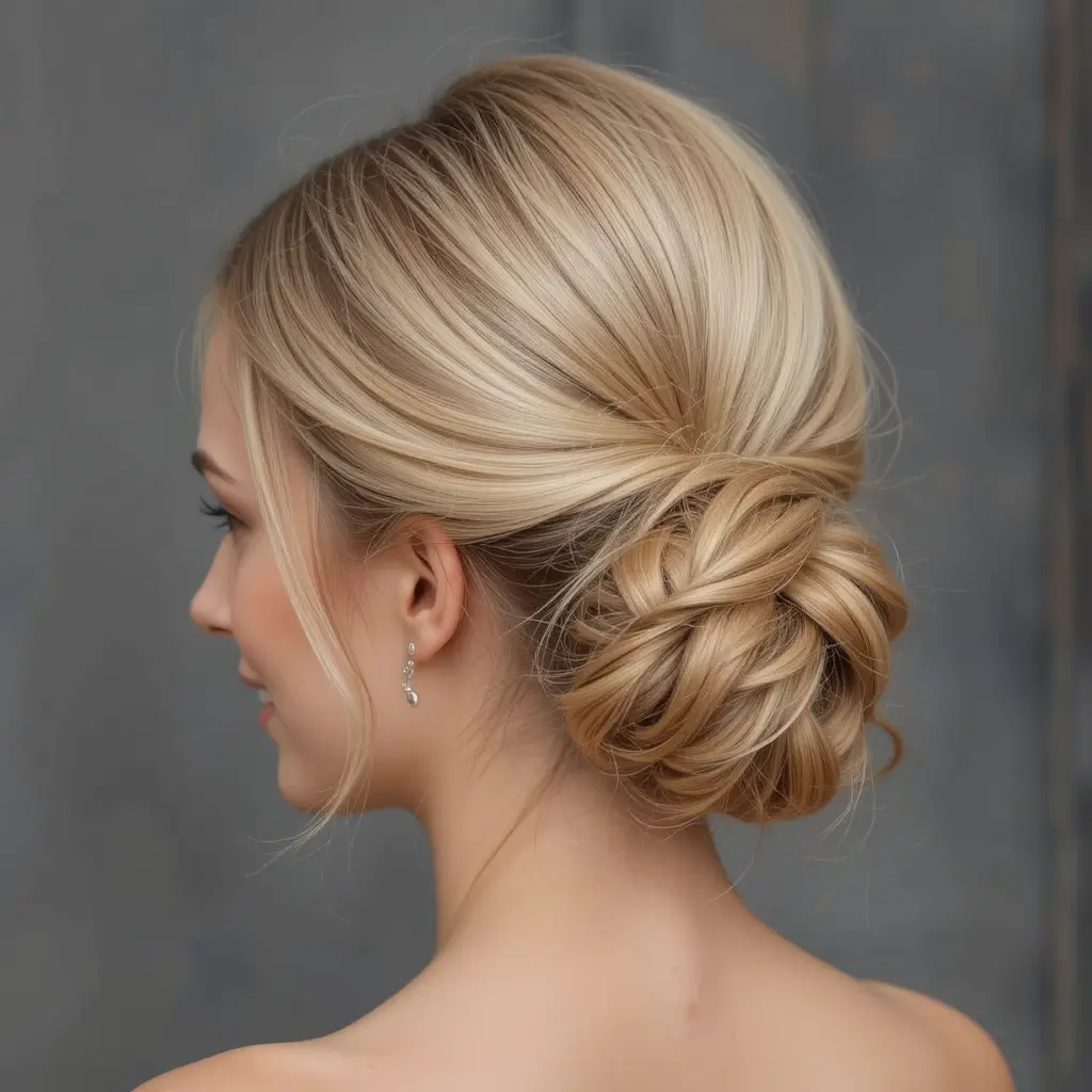 Classic Chignon with a Deep Part