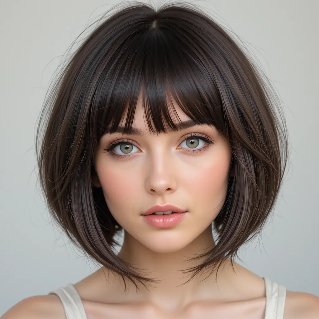 Classic Curtain Bangs Bob