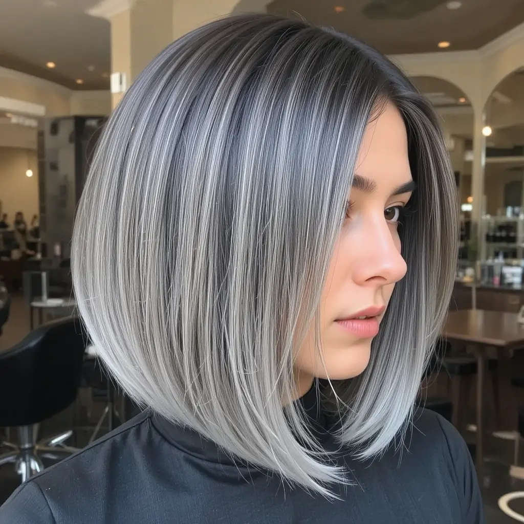 Classic French Bob in Salt and Pepper Shades