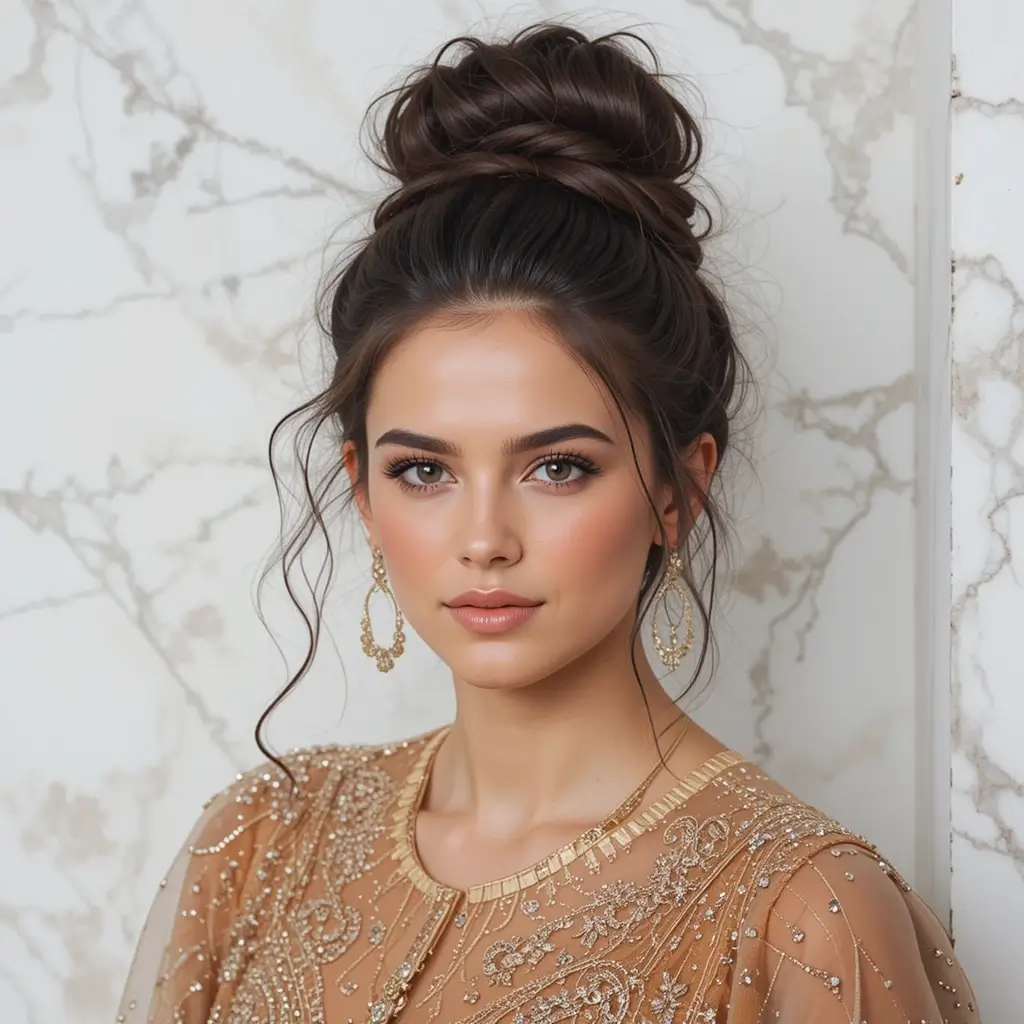 Classic High Bun with Curls