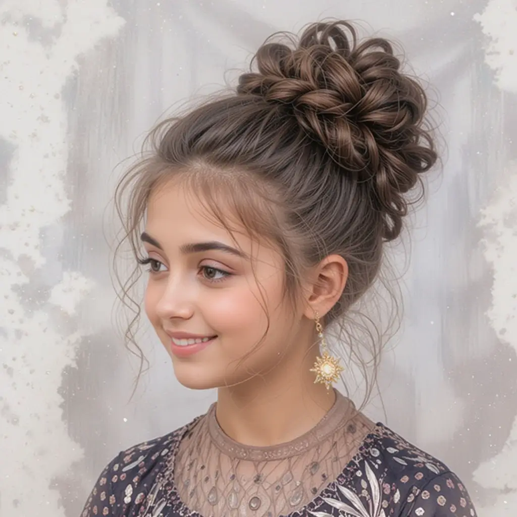 Classic High Bun with Curls