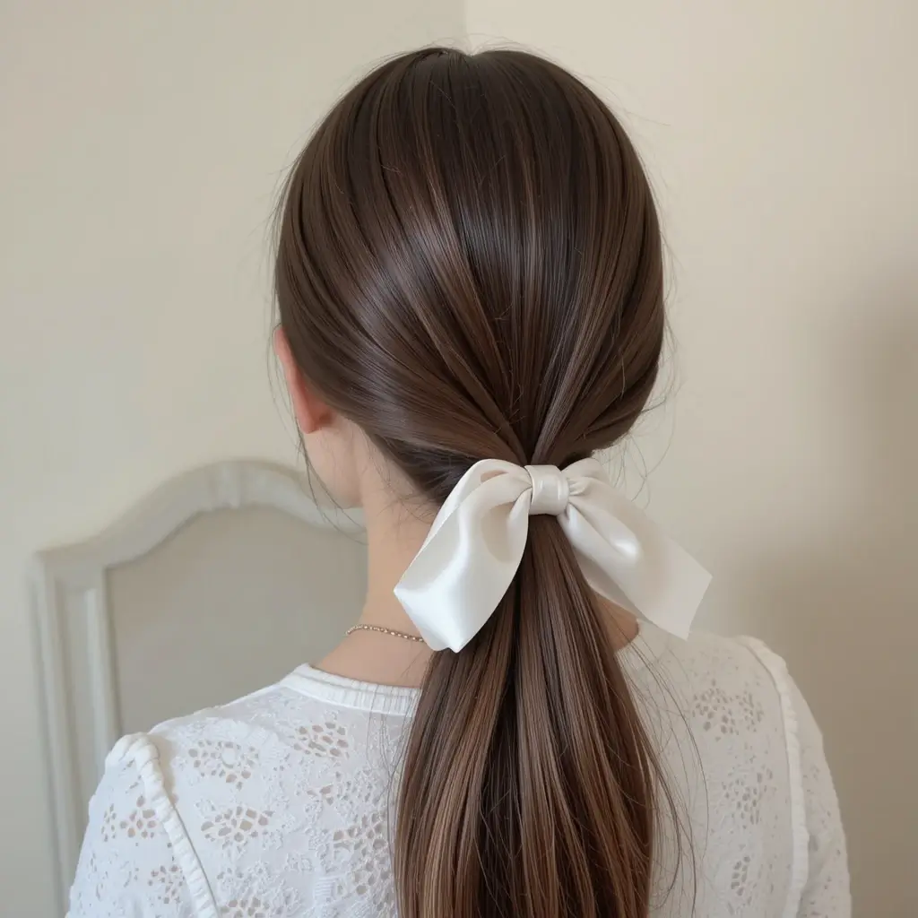 Classic Low Ponytail with Ribbon