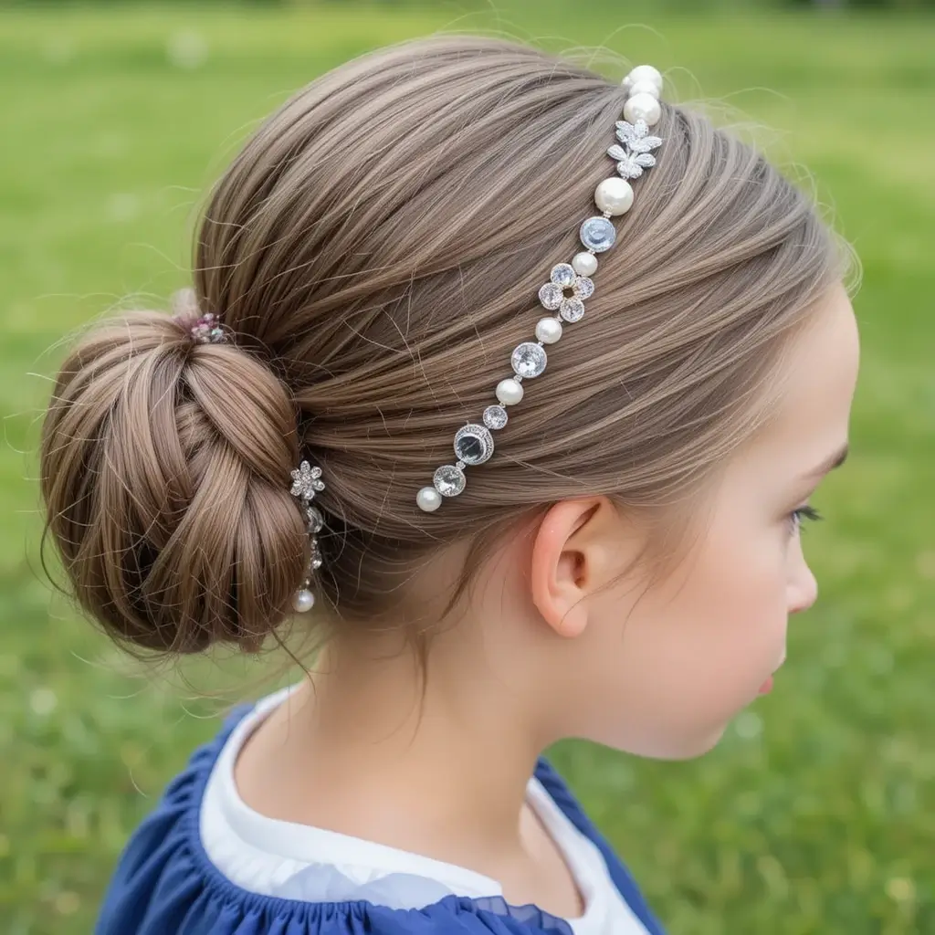 Classic Slicked-Back Bun with Hair Accessories