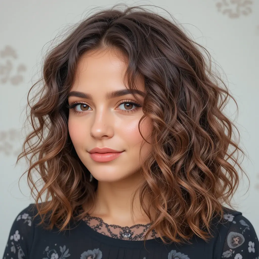 Collarbone-Length Curls with Bounce